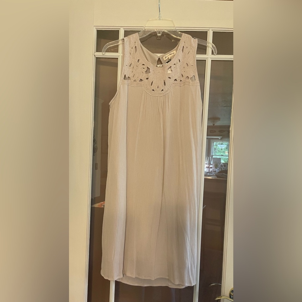 Jane and Delancey Gray Sleeveless Crochet Detail Dress